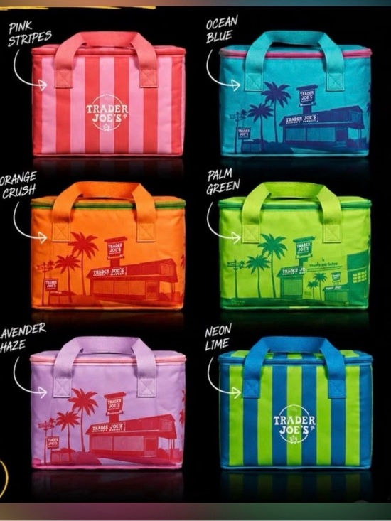 Trader Joe'S Other - Trader Joe's Neon Lime Striped Insulated Tote